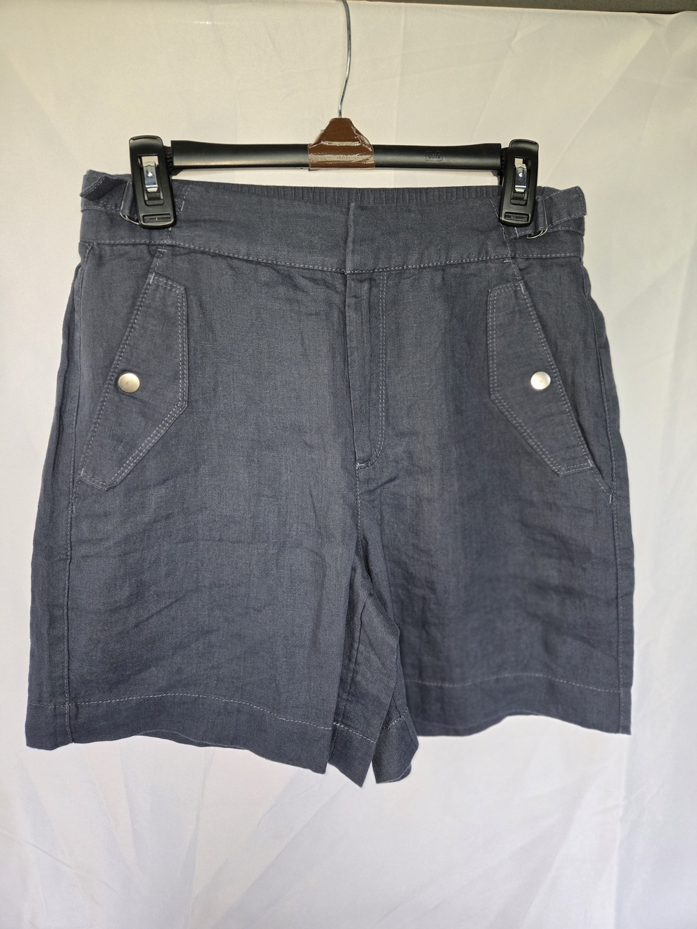 Athleta Voyager Linen Shorts Size 4 Granite Blue High-Rise Utility (NwOT)